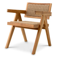 Eichholtz Kristo Outdoor Dining Chair - Natural Teak Natural Weave