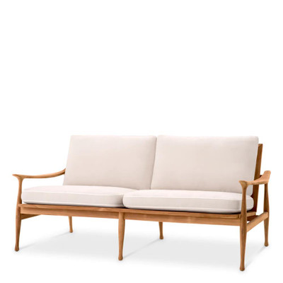 Eichholtz Manzo Outdoor Sofa - Natural Teak Flores Off-White Incl Cushions