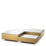 Eichholtz Esposito Coffee Table - Brushed Brass Black Glass - Set Of 4