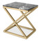 Eichholtz Criss Cross Side Table - Brushed Brass Finish Grey Marble