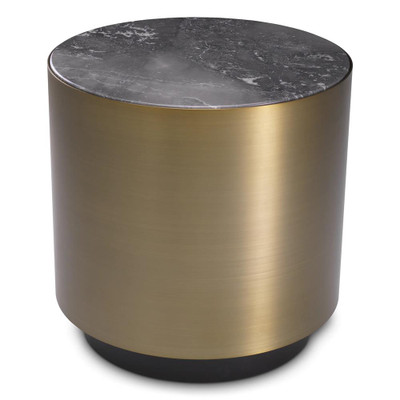 Eichholtz Porter Side Table - Round Brushed Brass Finish Grey Marble