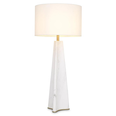 Eichholtz Benson Table Lamp - Honed White Marble Incl Shade
