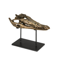 Noir Brass Alligator On Stand - Medium