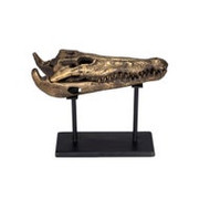 Noir Brass Alligator On Stand - Small