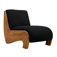 Noir Portofino Chaise - Teak With Black Cotton