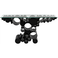 Noir Paradox Console - Black Steel With Glass Top