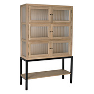 Noir Darien Hutch - White Oak With Industrial Steel