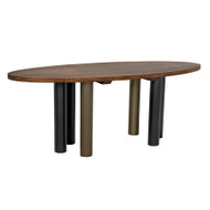 Noir Journal Oval Dining Table - Dark Walnut With Black & Aged Brass Steel Base