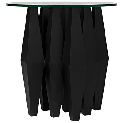 Noir Soldier Side Table - Black Steel With Glass Top