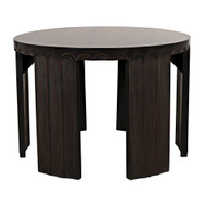 Noir Fluted Side Table - Pale With Light Brown Trim