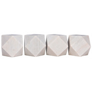 Noir Polyhedron Decorative Candle Holder - Bianco Marble - Set Of 4