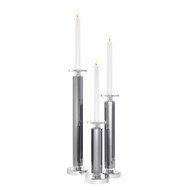 Eichholtz Chapman Set Of 3 Candle Holder - Smoke Crystal Glass