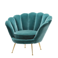 Eichholtz Trapezium Chair - Cameron Deep Turquoise - Brass Legs