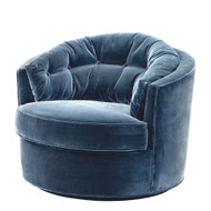 Eichholtz Recla Swivel Chair - Cameron Faded Blue