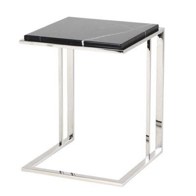 Eichholtz Cocktail Side Table - Polished Stainless Steel - Black Marble