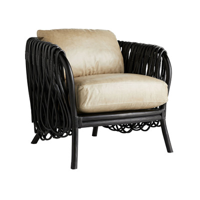 Arteriors Strata Lounge Chair - Oyster Leather - Black