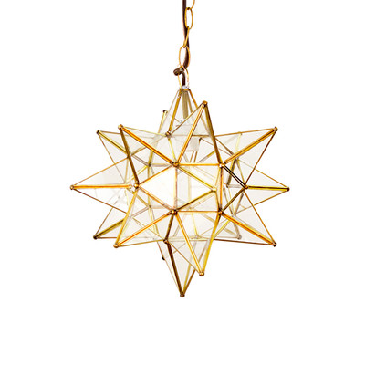 Worlds Away 20" X-Large Clear Star - Brass