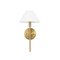 Worlds Away One Light Sconce - White Linen Coolie Shade - Brushed Brass