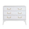 Worlds Away Sabre Leg 3 Drawer Chest - Brass Swing Handle - White Washed Oak