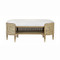 Worlds Away Oval Bench - Cerused Oak And Natural Cane - White Linen Cushion