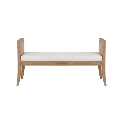 Worlds Away Square Edge Bamboo Detail Bench - Cane Sides - Cerused Oak