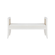 Worlds Away Square Edge Bamboo Detail Bench - Cane Sides - Matte White Lacquer