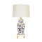 Worlds Away Hand Painted Urn Shape Tole Table Lamp - Navy Vine