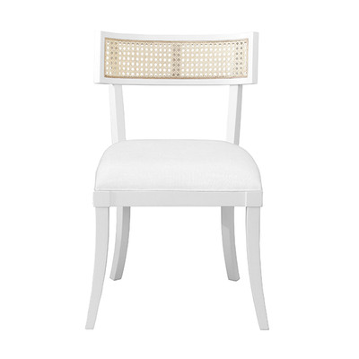 Worlds Away Klismos Dining Chair - Cane Detail - Matte White Lacquer