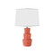 Worlds Away Three Tier Ceramic Table Lamp - White Linen Shade - Coral