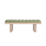 Worlds Away Channeled Seat Bench - Cerused Oak Base - Sage Green Velvet