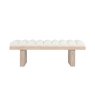 Worlds Away Channeled Seat Bench - Cerused Oak Base - Performance White Linen
