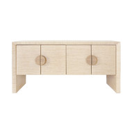 Worlds Away Four Door Buffet - Natural Grasscloth - Cerused Oak Handles