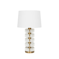 Worlds Away Acrylic And Brushed Brass Stack Lamp - White Linen Shade