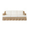 Worlds Away Lawson Style Sofa - Natural Rattan - Scalloped Skirt And Ivory Linen Cushions