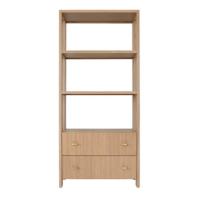 Worlds Away Two Drawer Etagere - Fluted Detail - Natural Oak