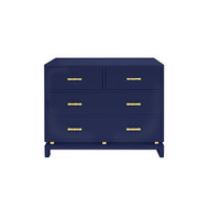 Worlds Away Four Dwr Chest W. Gold Lf Hdwr - Navy Lacquer