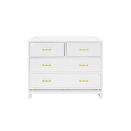 Worlds Away Four Dwr Chest W. Gold Lf Hdwr - White Lacquer