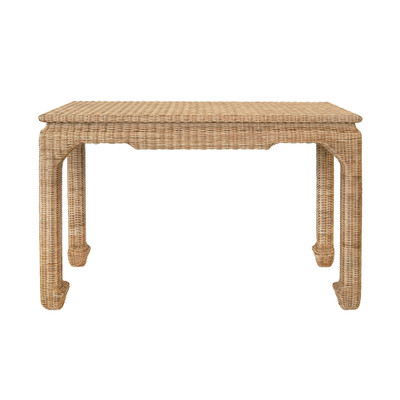 Worlds Away Ming Style Console Table - Woven Rattan