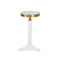 Worlds Away Round Cigar Table - Antique Brass Detail And Mirror Top - White Lacquer