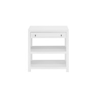 Worlds Away Side Table - Glossy White/Includes Brass & Nickel Hrdwr Options W Acrylic Rod