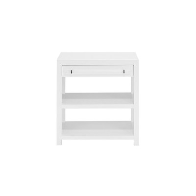 Worlds Away Side Table - Glossy White/Includes Brass & Nickel Hrdwr Options W Acrylic Rod
