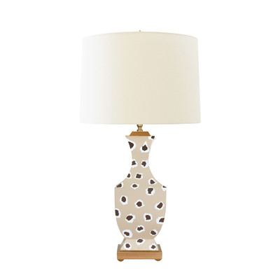 Worlds Away Handpainted Tole Table Lamp - Brown Leopard Pattern