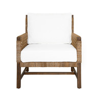 Worlds Away Club Chair - Woven Seagrass Detail And Ivory Linen Cushion