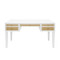 Worlds Away White Matte Lacquer Desk - Grasscloth Drawer - Brass Hardware