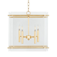 Worlds Away Acrylic Box Pendant - Four Light Cluster - Gold Leaf