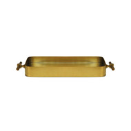 Worlds Away Small Rounded Edge Tray - Antique Brass & Inset Mirror