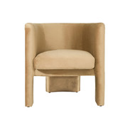 Worlds Away Three Leg Fully Upholstered Barrel Chair - Camel Velvet