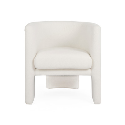 Worlds Away Three Leg Fully Upholstered Barrel Chair - White Boucle