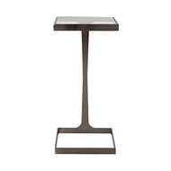 Worlds Away Glass Top Square Cigar Table - Gunmetal