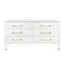 Worlds Away Six Drawer Chest - Textured White Linen - Antique Brass And Acrylic Hardware